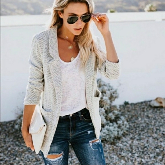 Thread & Supply Jackets & Blazers - Thread & Supply Cream/Gray Olivia Jacket SZ S